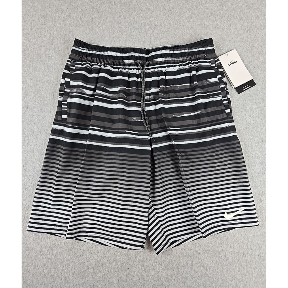 Nike Swim Trunk Shorts Mens Size Medium Lined 7" Inseam Swimming Short Black NEW
